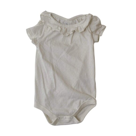 Garanimals Other - Garanimals Baby Girl White Short Sleeve One Piece Bodysuit Ruffle Collar 12M